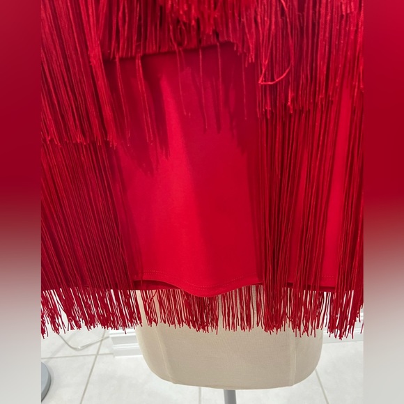 SALE 🔥🔥❤️Super Sexy “Sincerely Jules” Red Fringe top and skirt - Picture 5 of 8